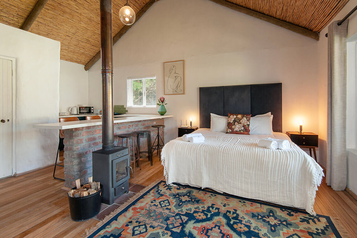 An eclectic mix of modern and rustic elements adorn the cottages 