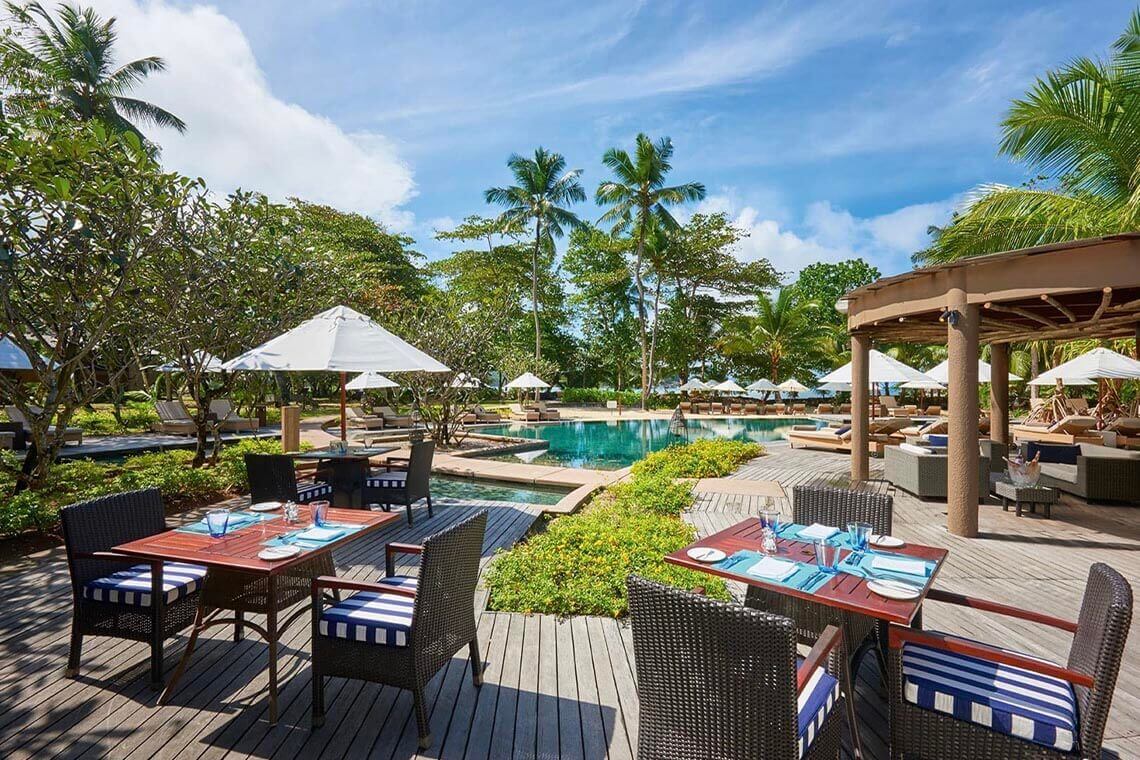 Lunch can be enjoyed on the deck overlooking the pool