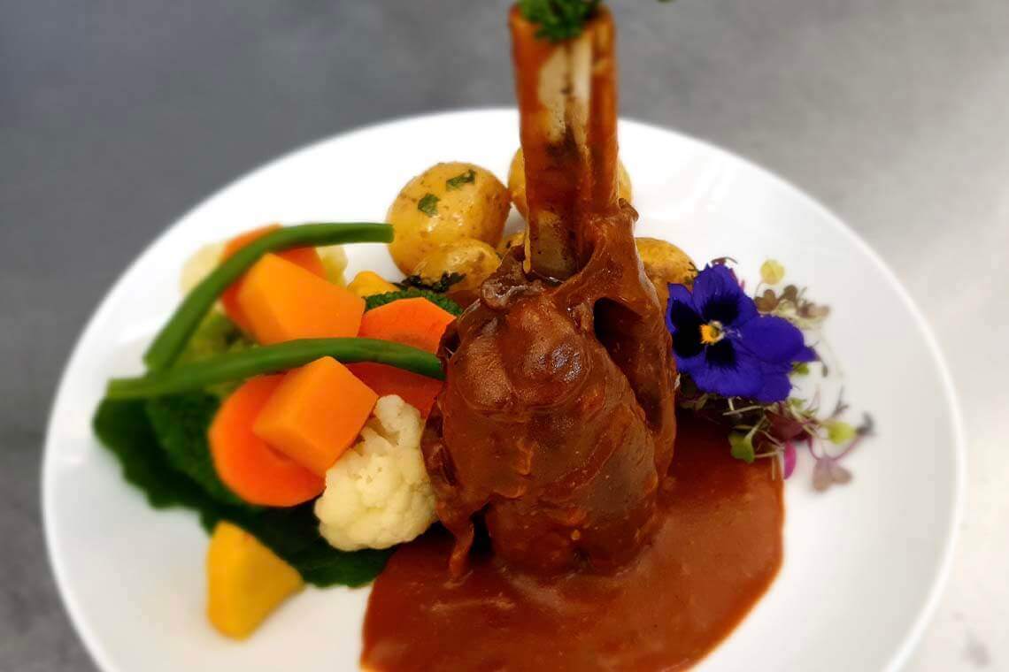 Slow cooked lamb shank