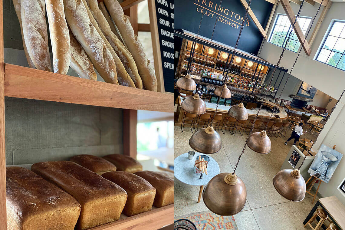 Pick up freshly baked bread and grab a cold one at the craft brewery
