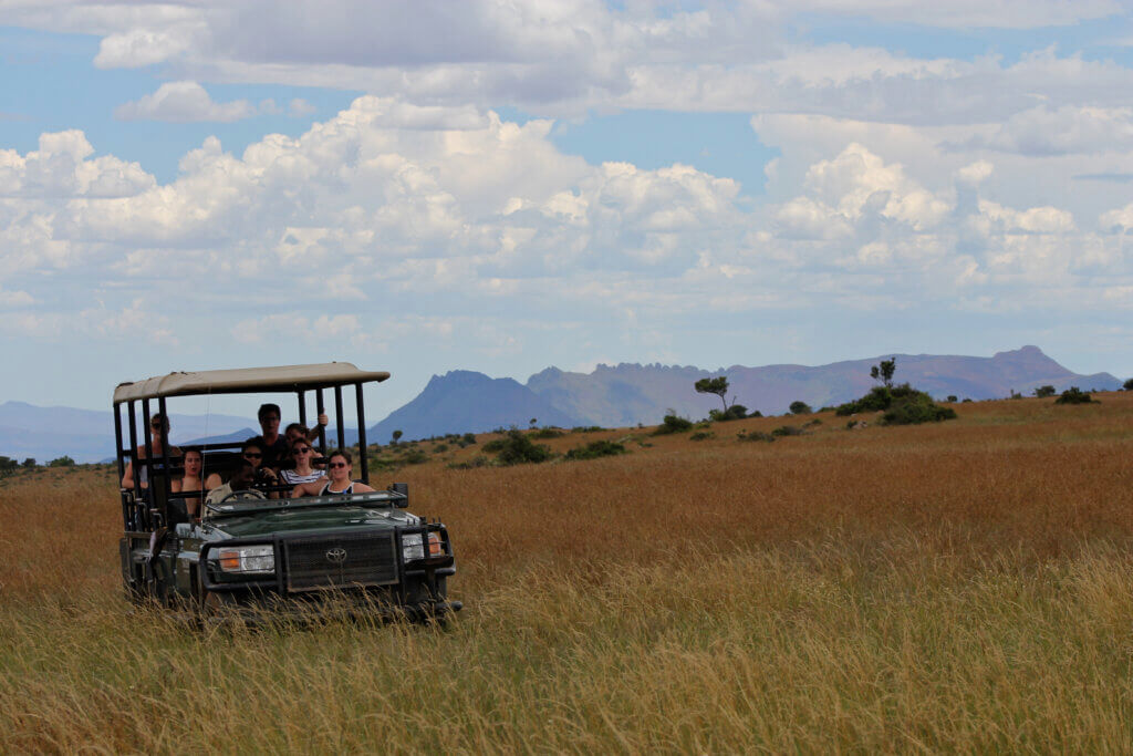 vehicle taking guests on a safari through the karoo at Samara